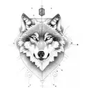 Wolf looking the moon,libra,cross,science,death,life tattoo design idea
