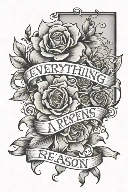 writting saying " everything happens for a reason tattoo design idea
