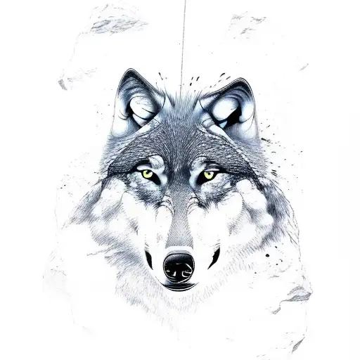 wolf climbing high mountain 3d tattoo design idea