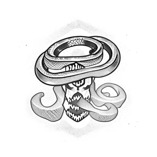 Hatchet and snake tattoo design idea
