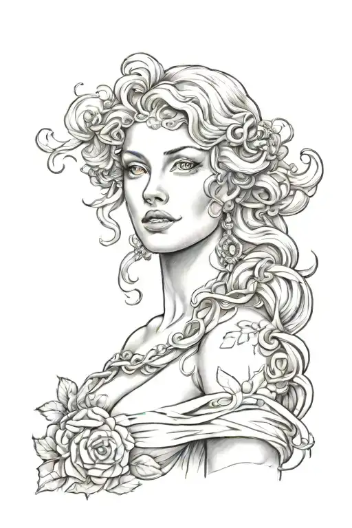 full body Aphrodite realistic beautiful girl shoulder tattoo  tattoo design idea