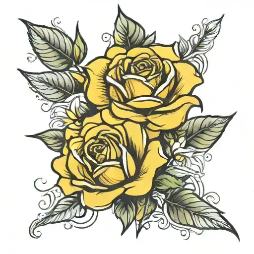 yellow rose tattoo design idea