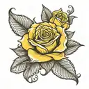 yellow rose tattoo design idea