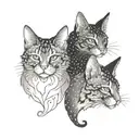 three-headed cat with horns tattoo design idea