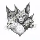 three-headed cat with horns tattoo design idea