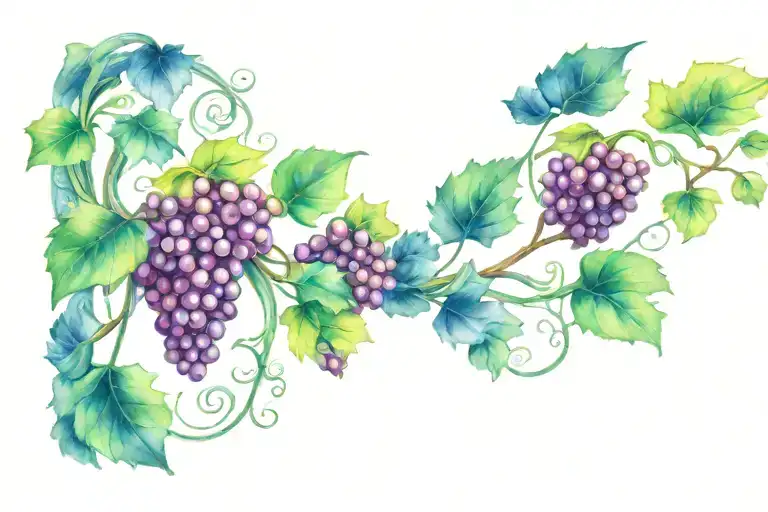 ivy grape vine with purple grape wrapped arms around herself tattoo design idea
