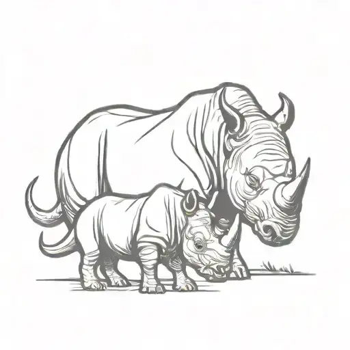 triceratops and a rhino cuddling tattoo design idea