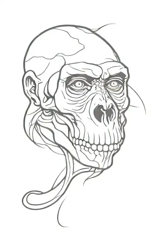 monkey skull tattoo design idea