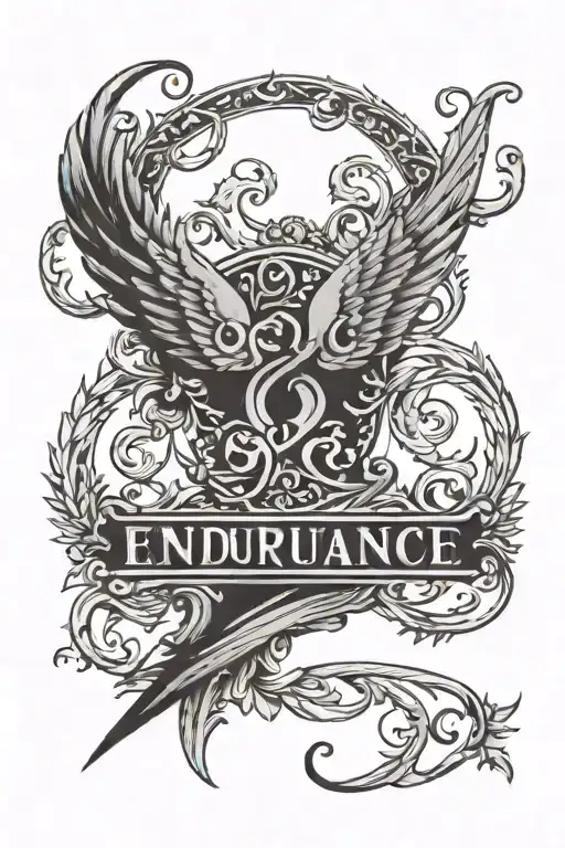 a neck tattoo of the word 'endurance' tattoo design idea
