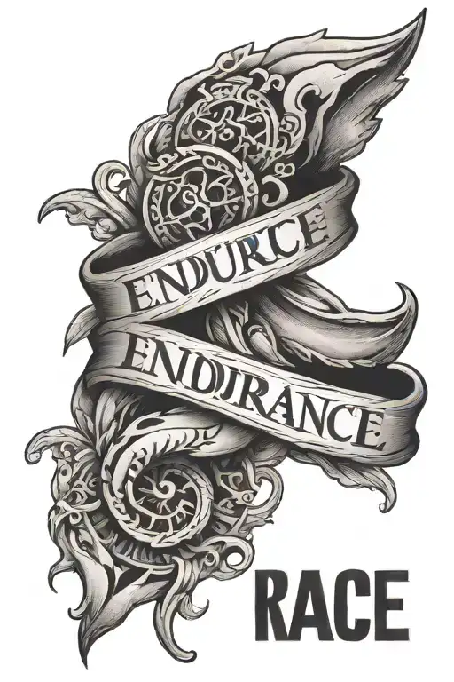 a vertical neck tattoo of the word 'endurance' tattoo design idea