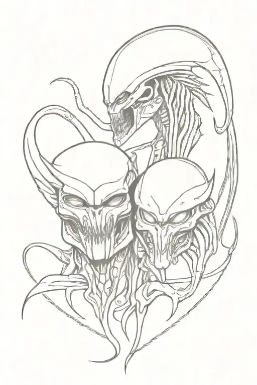 alien vs predator tattoo design idea