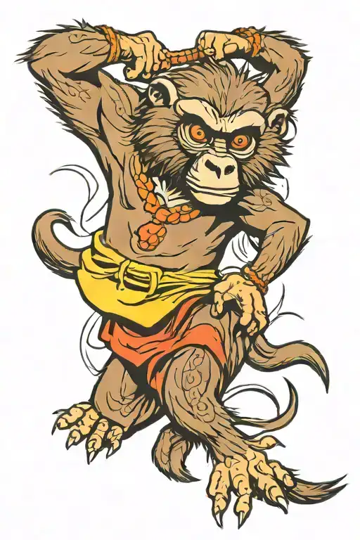 baboon like kung fu panda tattoo design idea