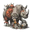 rhino body with gasmask tattoo design idea