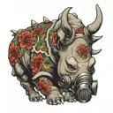 rhino body with gasmask tattoo design idea