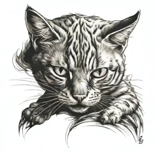evil ginger cat tattoo design idea