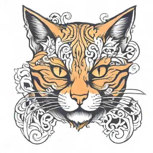 evil ginger cat  tattoo design idea