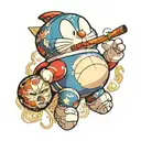 doraemon smoking a joint tattoo design idea