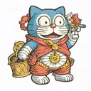 doraemon smoking a joint tattoo design idea