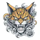 ginger cat hannya tattoo design idea