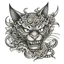 ginger cat hannya tattoo design idea
