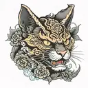 ginger cat hannya tattoo design idea