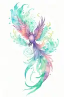 phoenix rising from smoke shape lotus in aurora borealis tattoo design idea