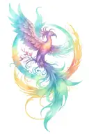 phoenix rising from smoke shape lotus in aurora borealis tattoo design idea