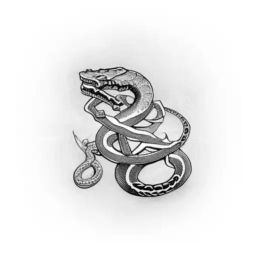dagger and serpent tattoo design idea