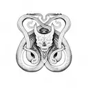 serpent wrapped around dagger signifying struggle tattoo design idea