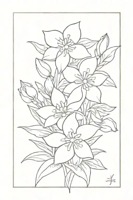 forget me not, aster and daffodil in a bunch together tattoo design idea
