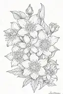 forget me not, aster and daffodil tattoo design idea