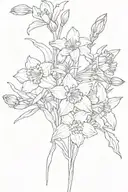 forget me not, aster and daffodil in a bunch together tattoo design idea