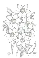 forget me not, aster and daffodil in a bunch together tattoo design idea