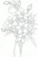 forget me not, aster and daffodil in a bunch together tattoo design idea