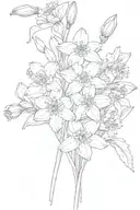 forget me not, aster and daffodil in a bunch together tattoo design idea
