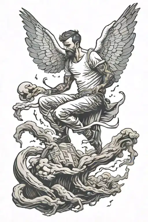 from being an asshole to being humble man falling tattoo design idea