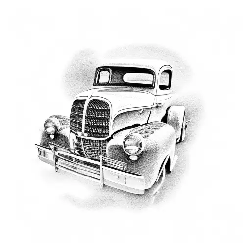 sunset with a 41 ford truck in it tattoo design idea