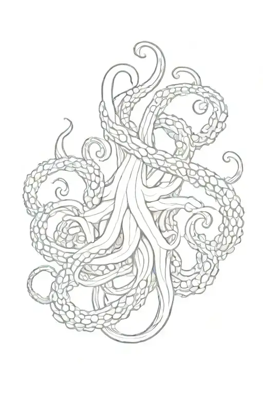 eight tentacles overlapping tattoo design idea