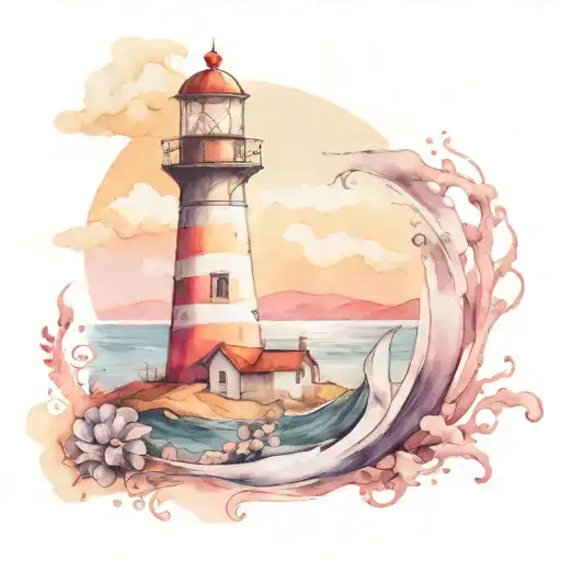 Lighthouse whit anchor tattoo design idea