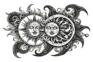 Sun and moon evil tattoo design idea