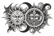 Sun and moon evil tattoo design idea