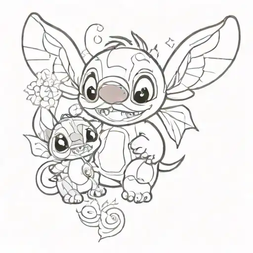stitch and angel disney style tattoo tattoo design idea