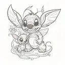 stitch and angel disney style tattoo tattoo design idea
