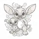 stitch and angel disney style tattoo tattoo design idea