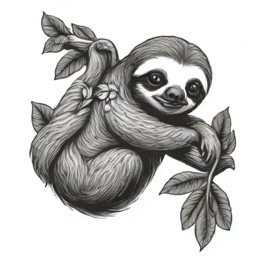 baby sloth tattoo design idea