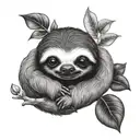 baby sloth tattoo design idea