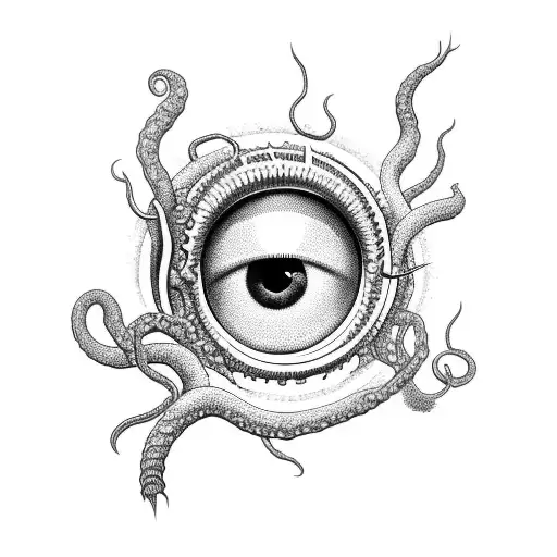 eldritch eye with tenticles tattoo design idea