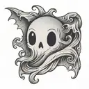 cute ghost tattoo design idea