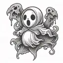 cute ghost tattoo design idea
