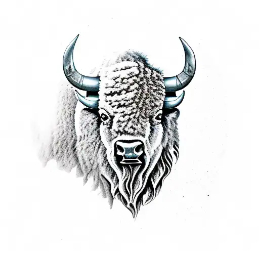 bison outline tattoo design idea